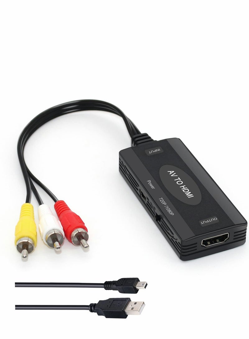 RCA to HDMI Converter, AV to HDMI Adapter, Support 1080P PAL/NTSC Composite Video Audio Converter for WII, WII U, PS One, PS2, PS3, STB, Xbox, VHS, VCR, Blu-Ray DVD - Image 1