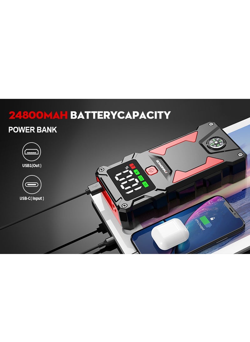 【Ultra-large Capacity】Jump Starter 24800mAh Supports All Gasoline Car and 8.0L Diesel 12V Portable Power Pack Automotive Battery Booster Charger with USB Port Smart Jumper, Display and Emergency Light - pzsku/Z6209E4E17793CEFE60AFZ/45/_/1736918894/9b67baea-58b2-46de-ad01-8874b3fc8a8b