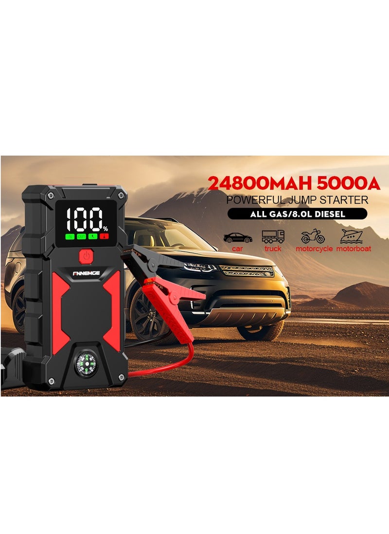 【Ultra-large Capacity】Jump Starter 24800mAh Supports All Gasoline Car and 8.0L Diesel 12V Portable Power Pack Automotive Battery Booster Charger with USB Port Smart Jumper, Display and Emergency Light - pzsku/Z6209E4E17793CEFE60AFZ/45/_/1736919298/a79ddd88-e4ec-435e-81b5-cdad33079dda