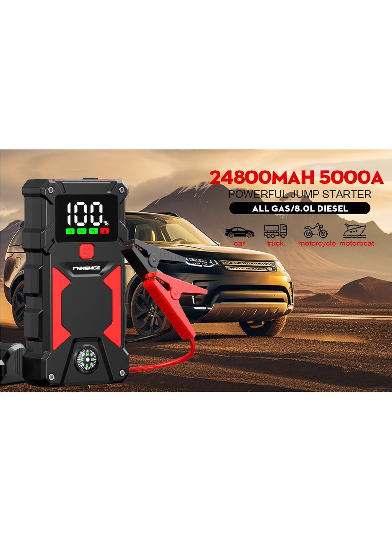 【Ultra-large Capacity】Jump Starter 24800mAh Supports All Gasoline Car and 8.0L Diesel 12V Portable Power Pack Automotive Battery Booster Charger with USB Port Smart Jumper, Display and Emergency Light - pzsku/Z6209E4E17793CEFE60AFZ/45/_/1736928398/8d2fbfd5-c884-47ee-82f6-2836b84be229