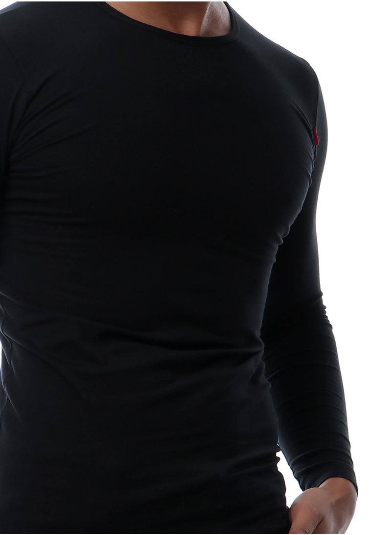 COTTONIL Full Sleeves O-Neck T-Shirt - Black  - Image 4