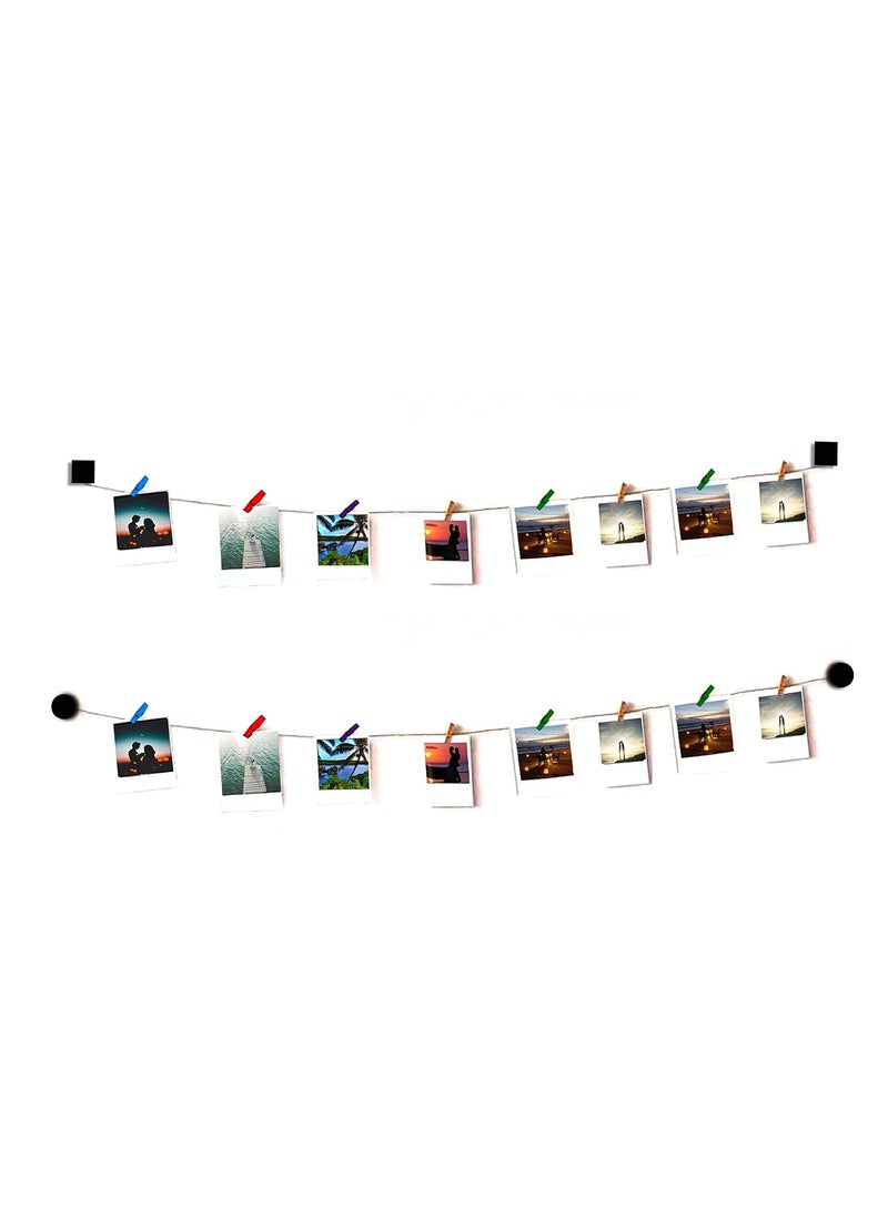 Decorcreed Decorcreed Round and Square wooden Hanging Photo Display Picture Frame Collage Picture Display Organizer with Wood Clips for Wall Decor Hanging Photos  - Image 5