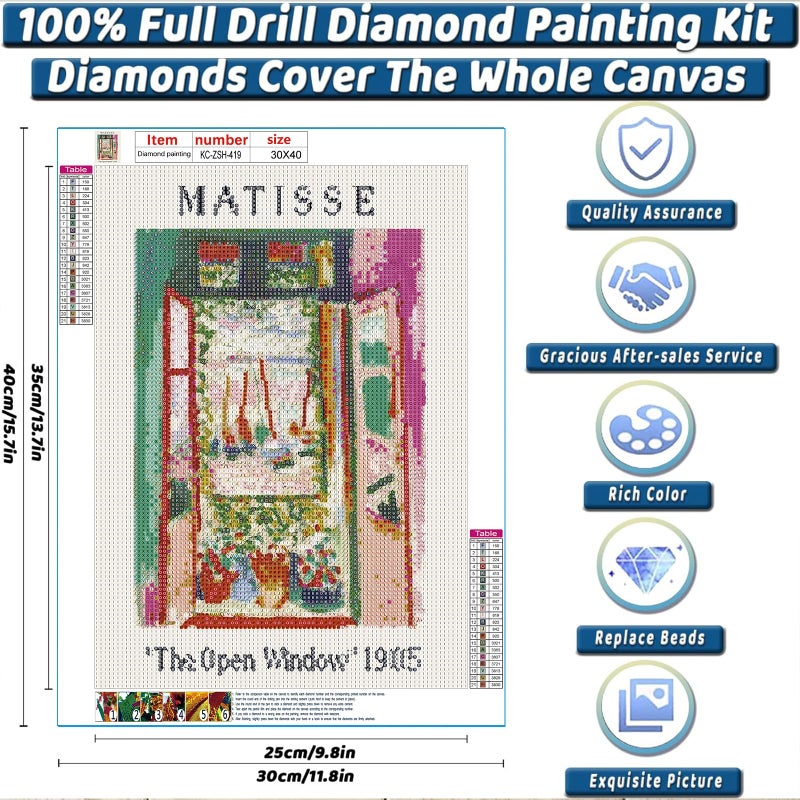 KICHANG Diamond Art Kits for Adults,Diamond Painting Kits for Adults Beginners,5D Diamond Painting Kits Diamond Art Diamond Dot Round Full Drill Diamond for Wall Decor&Gift-12x16in-Open Window - Image 2