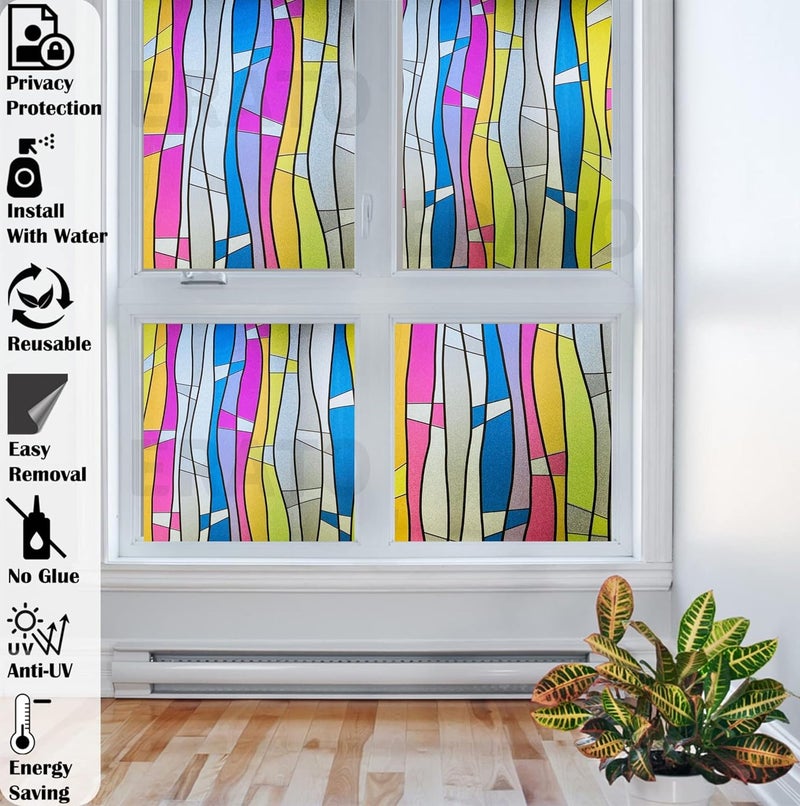 ERATO Anti UV Reflective Window Film Static Cling Window Glass Film Sun Control Film (24 x 96 inch, Decorative 08) - Image 3