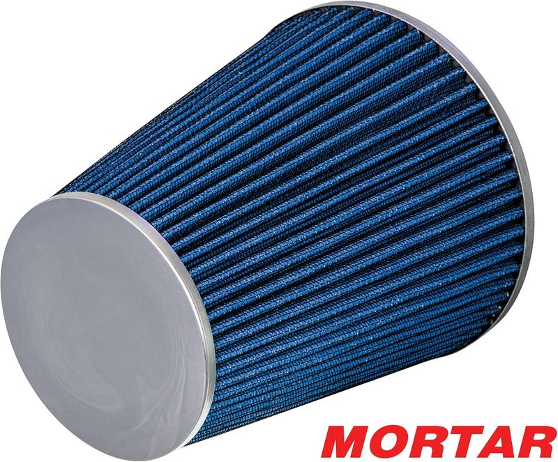 Mortar Aftermarket Auto Air Filter - 6 In Flange ID, Universal Cold Air Intake, Blue - Image 5