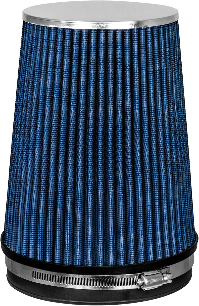 Mortar Aftermarket Auto Air Filter - 6 In Flange ID, Universal Cold Air Intake, Blue - Image 1