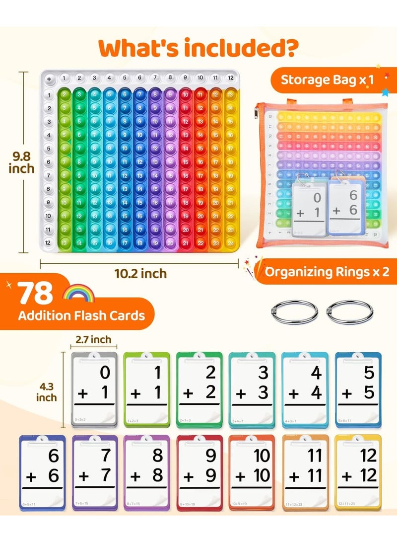 SYOSI Addition Flash Cards + Pop Fidget Chart, 78 Hole Punched Flashcards for Kids Pre K, 1st, 2nd, 3rd Grade, Math Manipulatives Games, Ideal for Classroom and Birthday (Includes 2 Rings, 1 Storage Bag) - Image 5