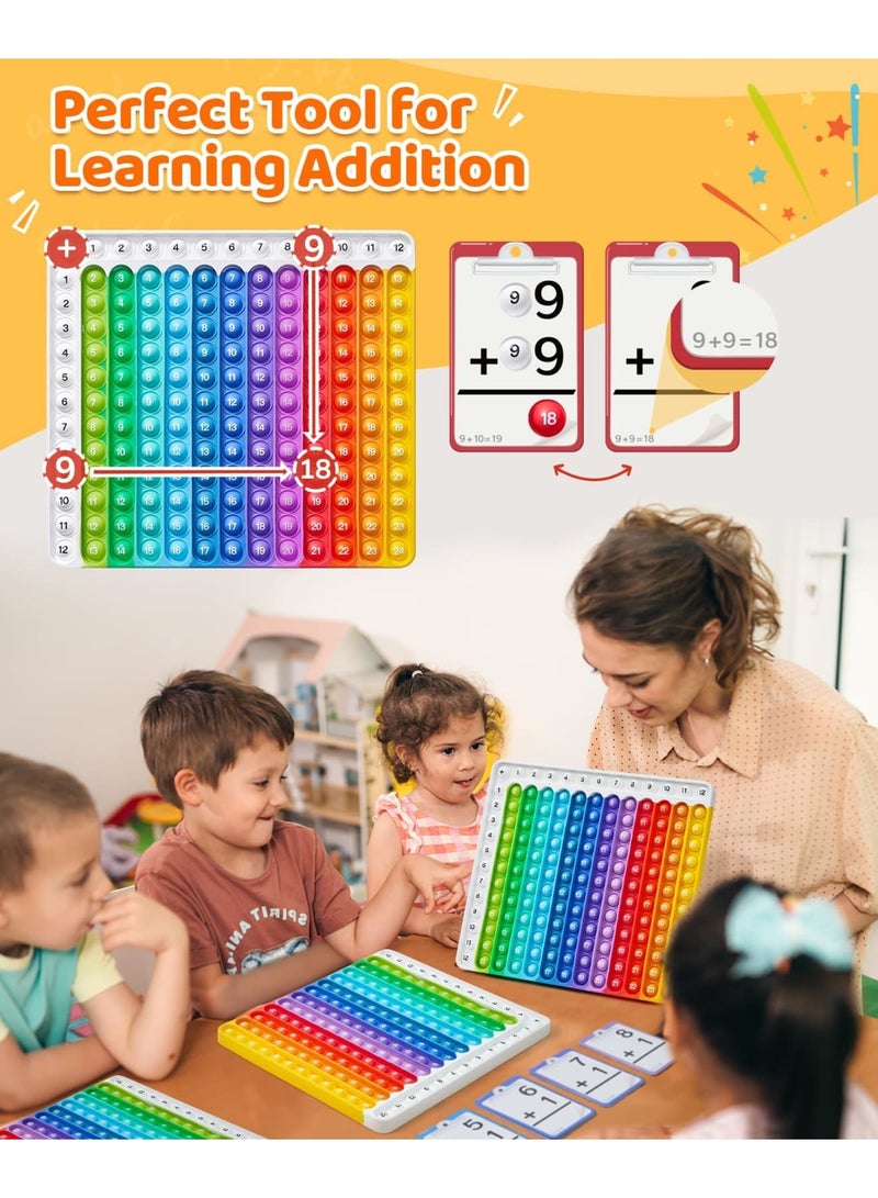 SYOSI Addition Flash Cards + Pop Fidget Chart, 78 Hole Punched Flashcards for Kids Pre K, 1st, 2nd, 3rd Grade, Math Manipulatives Games, Ideal for Classroom and Birthday (Includes 2 Rings, 1 Storage Bag) - Image 2