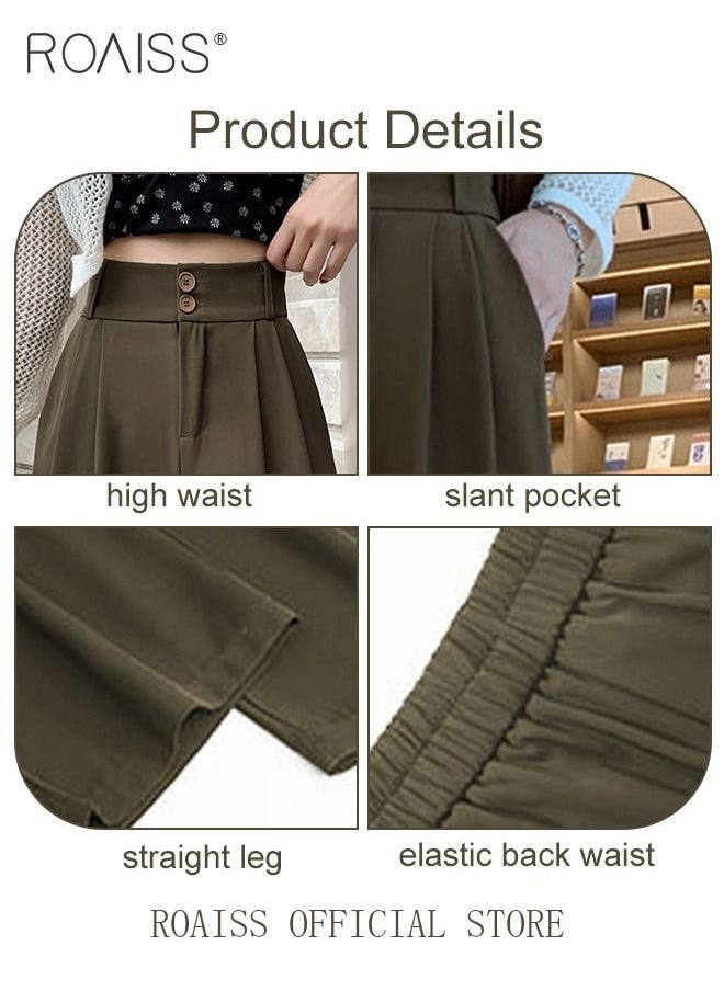 Women’s Wide Leg Trousers Pants High Waisted Two Button Design Business Work Office Casual Straight Leg Long Pants for Ladies Daily Wear Spring Summer Autumn Clothes - pzsku/Z620A34BCFD201990906FZ/45/_/1686037622/d5997fd4-57fd-4d4b-adc8-81ccf96ea7d5