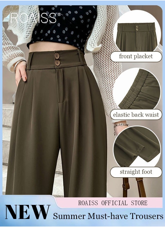 Women’s Wide Leg Trousers Pants High Waisted Two Button Design Business Work Office Casual Straight Leg Long Pants for Ladies Daily Wear Spring Summer Autumn Clothes - pzsku/Z620A34BCFD201990906FZ/45/_/1729044568/c236a910-6346-4282-8789-35dc29796d6a