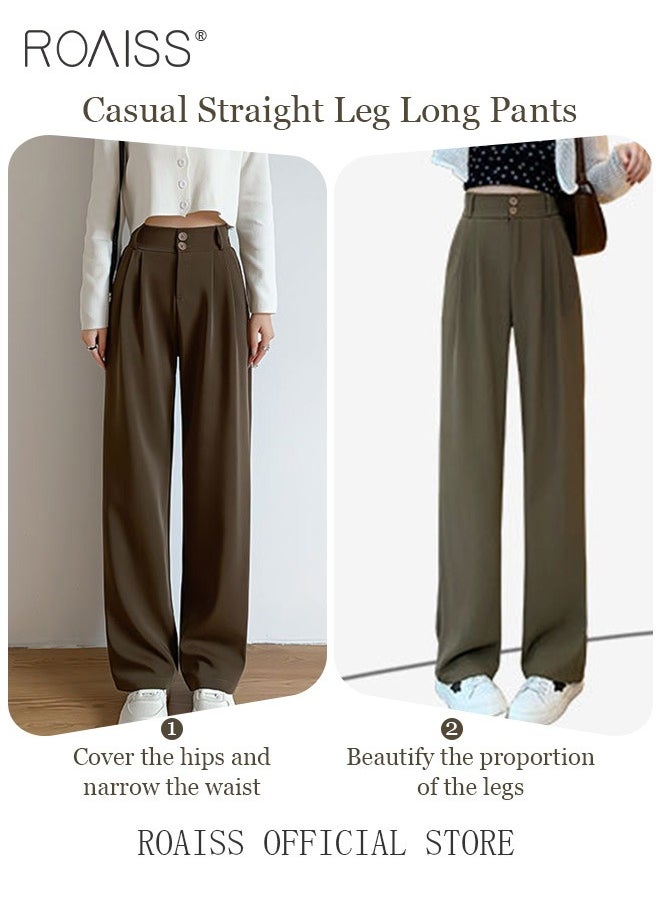 Women’s Wide Leg Trousers Pants High Waisted Two Button Design Business Work Office Casual Straight Leg Long Pants for Ladies Daily Wear Spring Summer Autumn Clothes - pzsku/Z620A34BCFD201990906FZ/45/_/1729044572/757df92d-48a7-4376-9774-ea7048e6332c