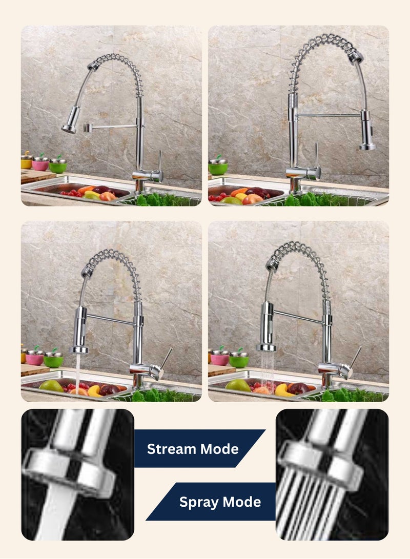 MODI Pull-Down Kitchen Faucet – 360° Swivel Spout, Dual-Function Spray, Rust-Resistant Stainless Steel Tap for Modern Kitchens - Image 4