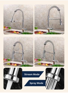 MODI Single Handle Spring Pull-Down Kitchen Faucet, Stainless Steel Finish, 360 Degree Swivel  - Image 5
