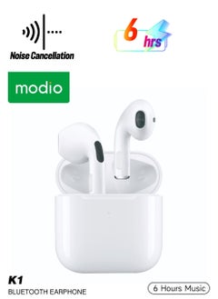 Modio K1 True Wireless Earphone with ENC noise Reduction -White