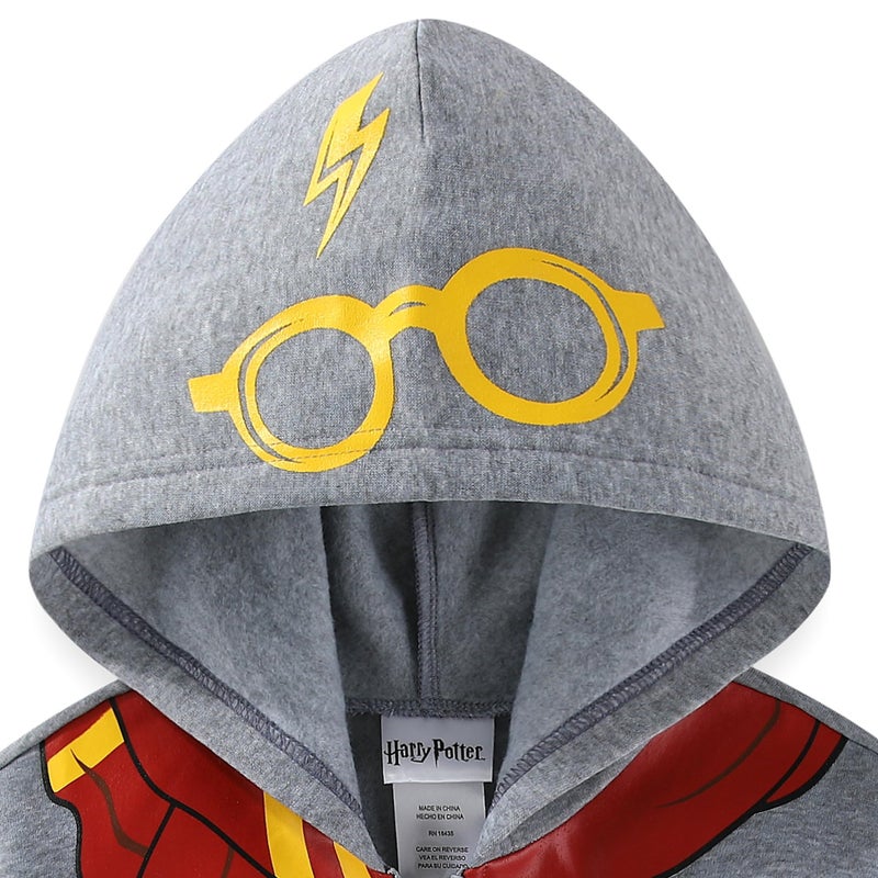 Harry Potter Fleece Zip Up Hoodie for Big Kids Grey - Image 3