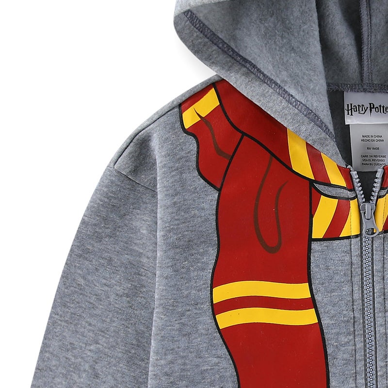 Harry Potter Fleece Zip Up Hoodie for Big Kids Grey - Image 4