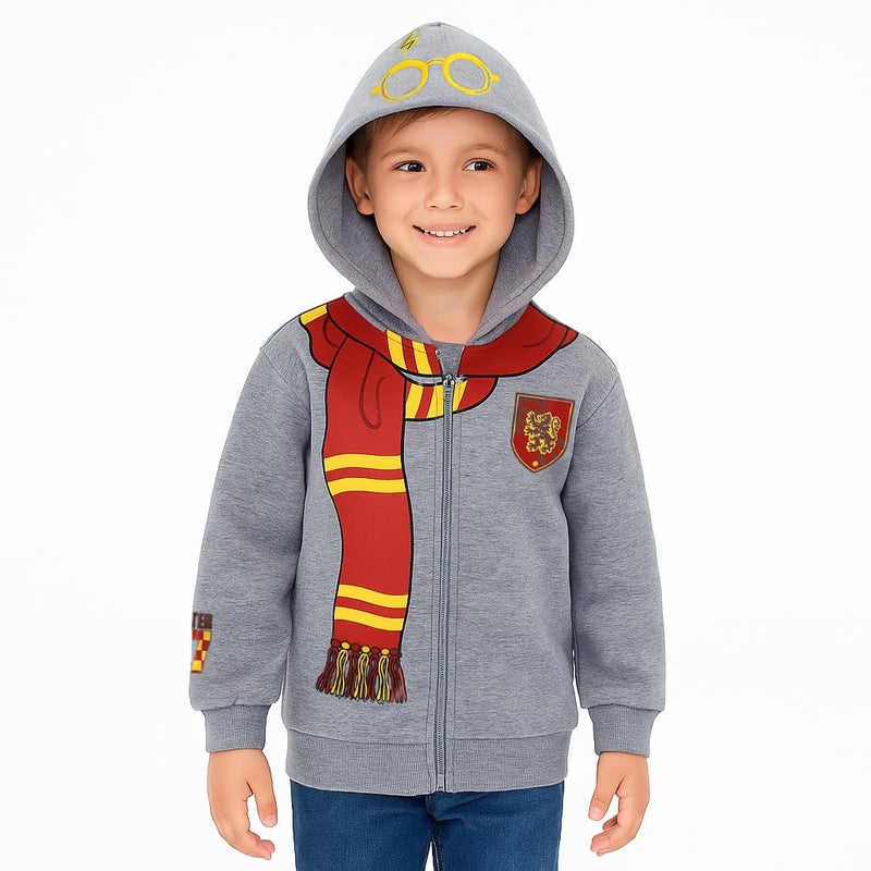Harry Potter Fleece Zip Up Hoodie for Big Kids Grey - Image 2