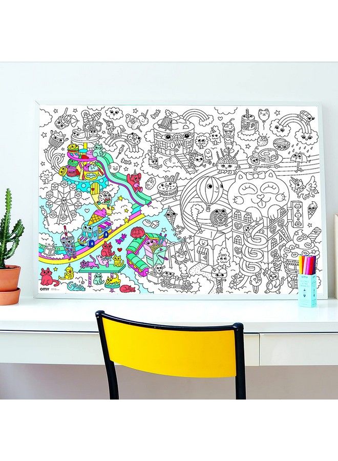 omY Giant Coloring Poster, Kawaii, Japanese Culture Of Cuteness, 40 X 28 Inches, Creative Play And Fun For Kids And Adults - Image 5
