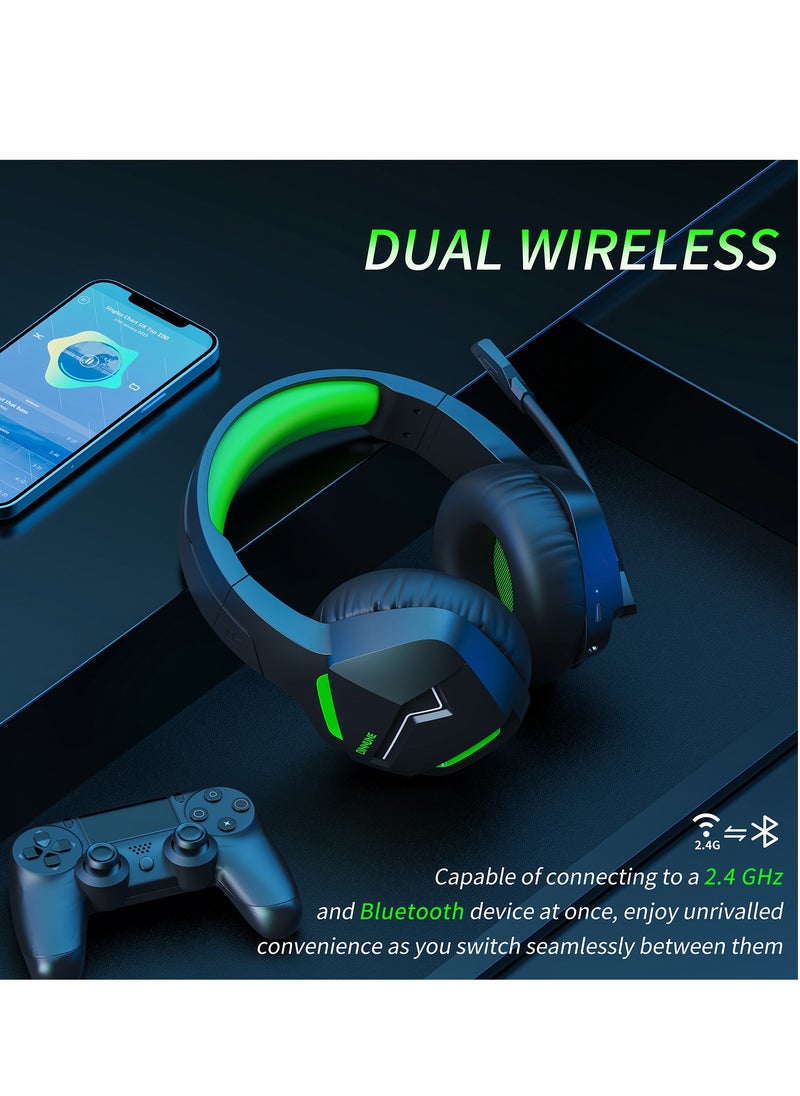 BINNUNE - Wireless Gaming Headset with Noise Cancelling Microphone for PC PS4 PS5, 2.4G Headset with Mic for Laptop Computer - Image 1