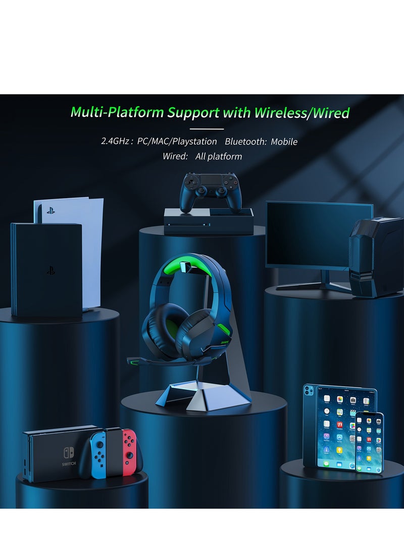 BINNUNE - Wireless Gaming Headset with Noise Cancelling Microphone for PC PS4 PS5, 2.4G Headset with Mic for Laptop Computer - Image 1