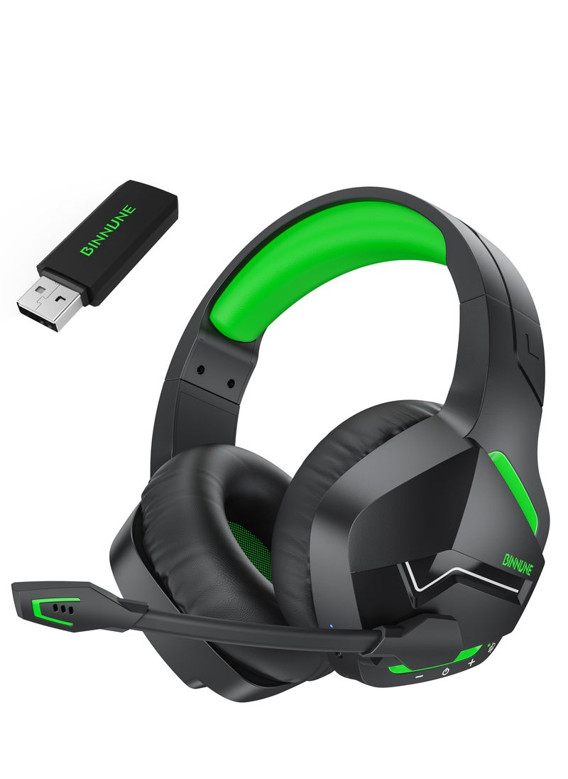 BINNUNE - Wireless Gaming Headset with Noise Cancelling Microphone for PC PS4 PS5, 2.4G Headset with Mic for Laptop Computer - Image 1