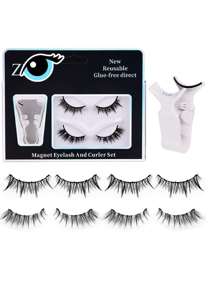 2 أزواج من مجموعة الرموش المغناطيسية المكونة من 5 نقاط - 2 أنماط ، 60 سهلة التطبيق ، تعليق طوال اليوم وصندوق تخزين مجاني لا حاجة للغراء! - Image 1