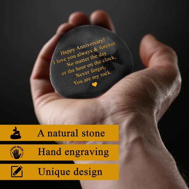 VELENTI Happy Anniversary Decorative Stones Rock - Heartwarming You are My Rock Wedding Presents, Inspiring Anniversaries Keepsake for Her, Decorative Accessories Anniversary Present for Him - Image 2