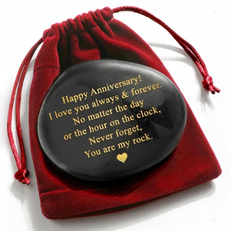 VELENTI Happy Anniversary Decorative Stones Rock - Heartwarming You are My Rock Wedding Presents, Inspiring Anniversaries Keepsake for Her, Decorative Accessories Anniversary Present for Him - Image 1