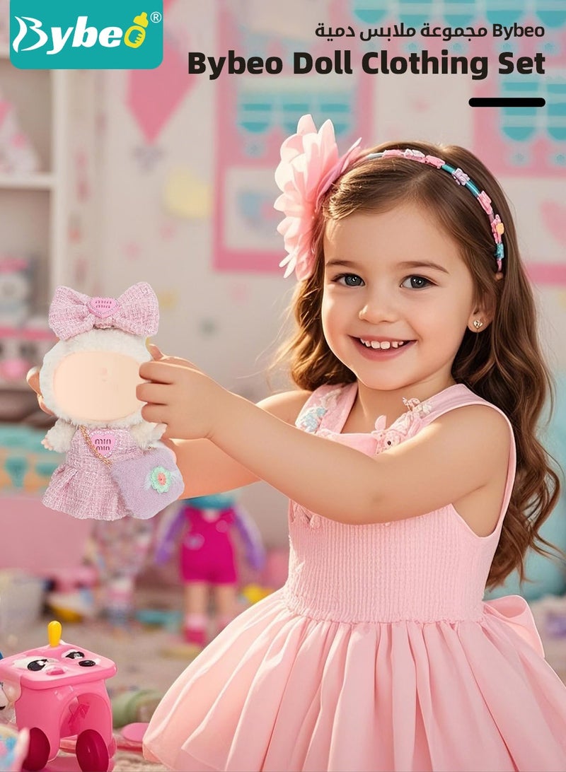 Bybeo 2 Pack Clothes for Labubu, Outfit Set for 17cm Labubu Doll, Backless Dress & Matching Hair Bow, Two Piece Outfit Premium Fashion Dresses with Accessories Set for 1,2,3 Generation, No Doll Included - Image 2