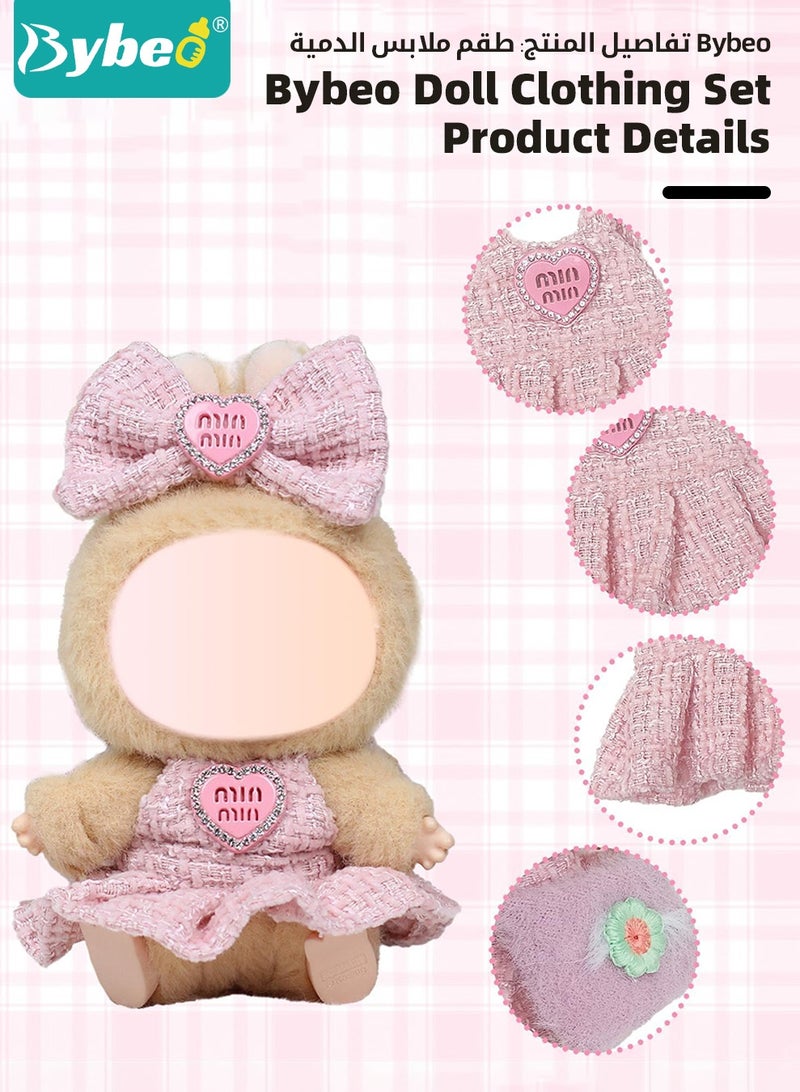 Bybeo 2 Pack Clothes for Labubu, Outfit Set for 17cm Labubu Doll, Backless Dress & Matching Hair Bow, Two Piece Outfit Premium Fashion Dresses with Accessories Set for 1,2,3 Generation, No Doll Included - Image 5