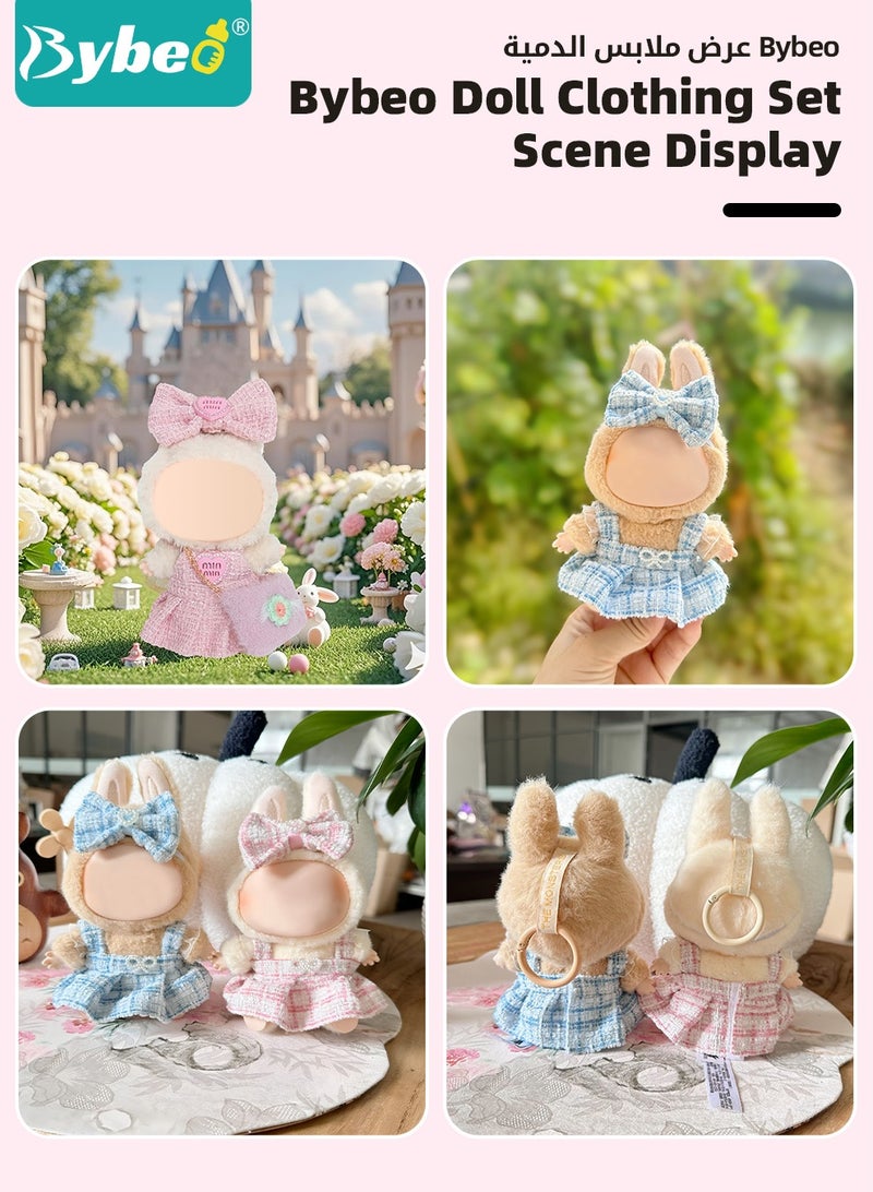 Bybeo 2 Pack Clothes for Labubu, Outfit Set for 17cm Labubu Doll, Backless Dress & Matching Hair Bow, Two Piece Outfit Premium Fashion Dresses with Accessories Set for 1,2,3 Generation, No Doll Included - Image 3