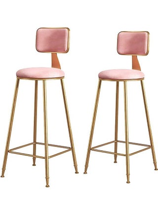 Bar Stool,Bar Chair High Chair Modern Dining Chair with Backs Upholstered Counter Height Stools Bar Chairs with Sturdy Steel for Kitchen Pub Party(Pink/2) - pzsku/Z620A5F172F342A0513BAZ/45/_/1691382650/4a89260e-1a2e-4bda-839e-898e5d90271e