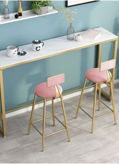 GoldenLike Bar Stool,Bar Chair High Chair Modern Dining Chair with Backs Upholstered Counter Height Stools Bar Chairs with Sturdy Steel for Kitchen Pub Party(Pink/2)  - Image 4