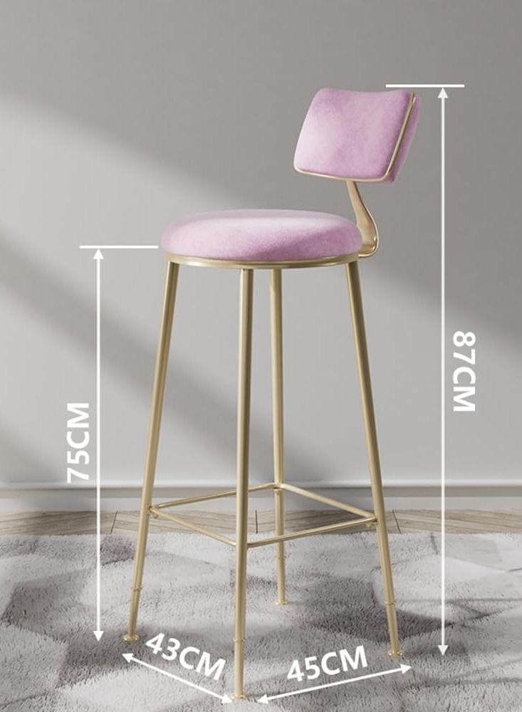 Bar Stool,Bar Chair High Chair Modern Dining Chair with Backs Upholstered Counter Height Stools Bar Chairs with Sturdy Steel for Kitchen Pub Party(Pink/2)