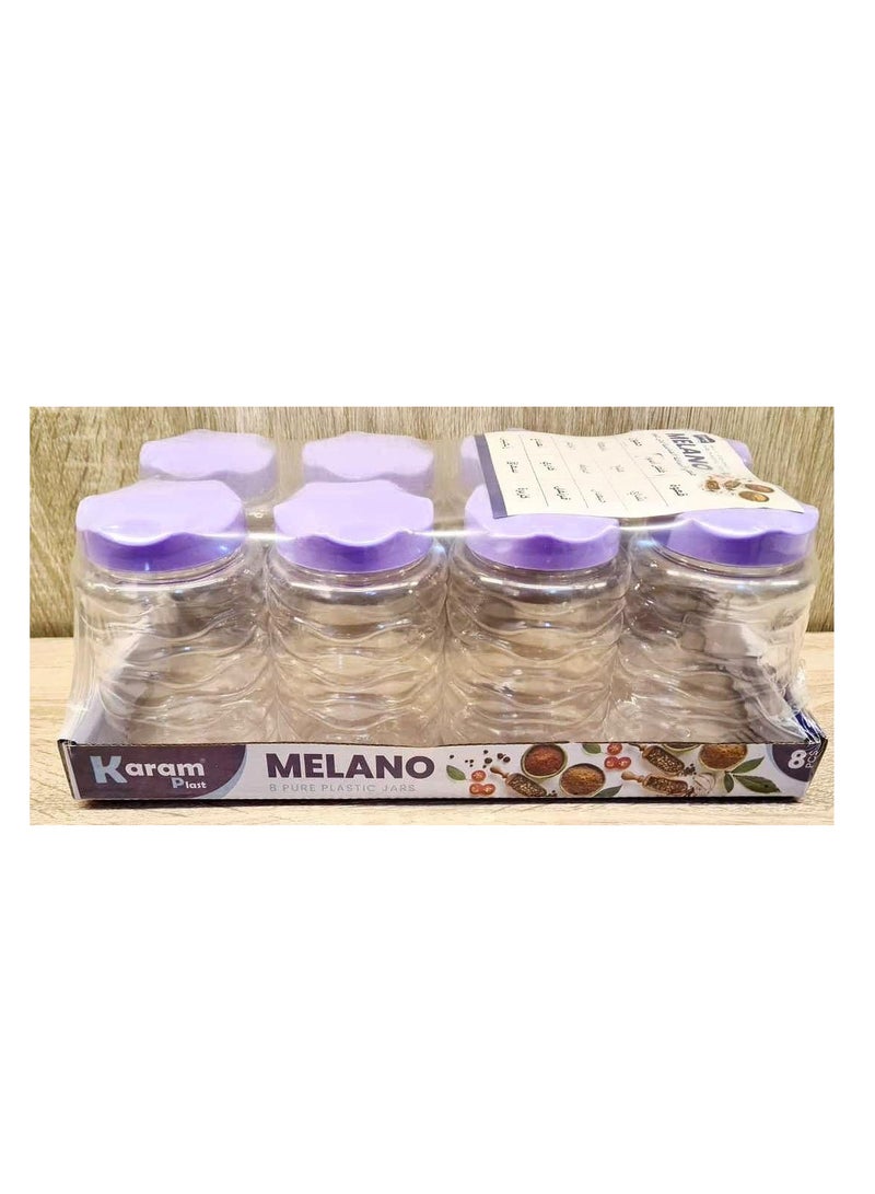Chic Corrugated Jar Set - 8 Pieces with 15 Spice Stickers, Healthy Shockproof Plastic, in Cool Colors Bu (Purple)  - Image 2