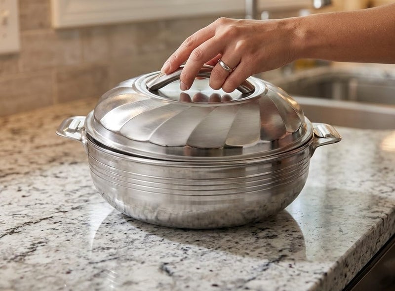 Stainless Steel Hot Cold Food Insulated Casserole Double Wall Hot Pot Jumbo Size - Capacity: Set of 3(1500,2500,3500ml) for Traveling (3SET/G2) - Image 3