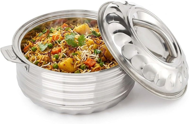 Stainless Steel Hot Cold Food Insulated Casserole Double Wall Hot Pot Jumbo Size - Capacity: Set of 3(1500,2500,3500ml) for Traveling (3SET/G2) - Image 4