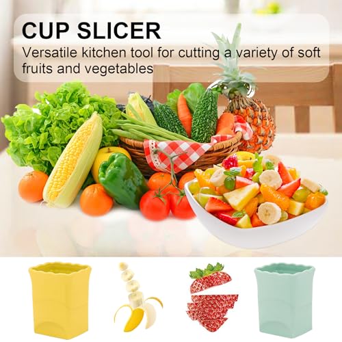 quskay 2Pcs Strawberry Slicer Cup：Fruit Slicer Cup for Strawberry Egg Banana Mushroom Cucumber Kiwi and Veggie Salad Speed Cutter the Kitchen Portable Slicing Tool (2pcs) - Image 2