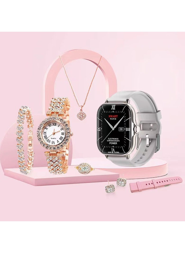 Smart - A58 PLUS smartwatch set. Silver. (supports NFC. Magnetic charging. Multiple sports modes. Health detection. Voice wake-up) 2.02-inch HD display large screen - Image 1