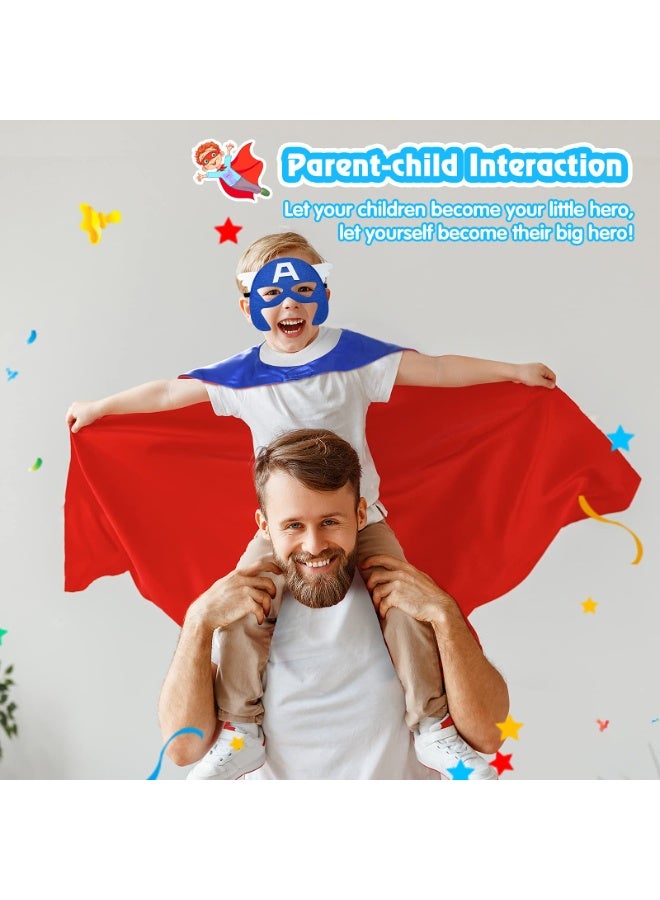 Halamodo 6Pcs طبعوا رداء البطل الخارق المزدوج الجانب والأقنعة كوزبلاي مجموعة أزياء، لعب الأدوار زي رداء معكوس مع أقنعة لفتية من عمر 3-12، لحفلة عيد الميلاد، عرض المسرح، حفلة ثيمة، حفلة زي كوزبلاي 70*70 سم - Image 5