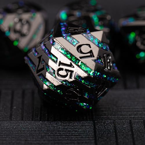 Maywin Metal Dice Set with Inlay Design Heavy Zinc Alloy DND Dice for RPG Tabletop Gaming - Image 1