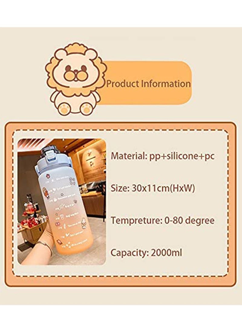 GT-Wheel - Large 2L Motivational Water Bottle with Time Marker & Straw, Leakproof Tritan BPA Free Water Jug, Ensure You Drink Enough Water Daily for Fitness, Gym, and Outdoor Sports - Image 1
