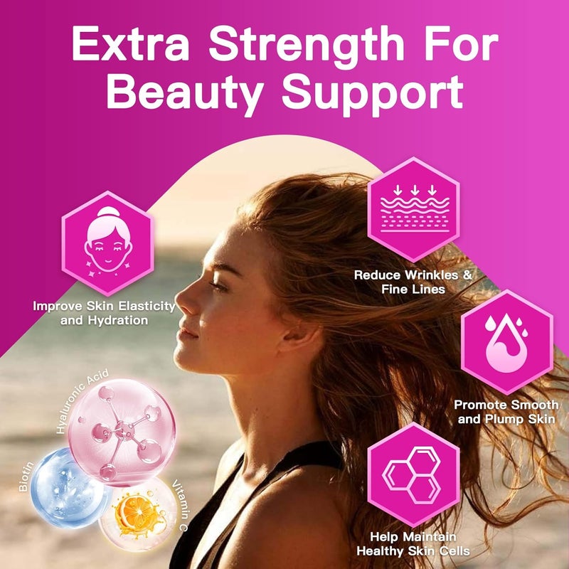 ZEBORA Multi Collagen Peptides Powder  Hydrolyzed Collagen Type I II III V X with Hyaluronic Acid Biotin Vitamin C  Support Skin Hair Nail Joints NonGMO Unflavored Keto Friendly - Image 4
