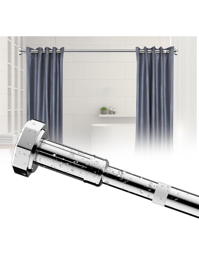 لففا قضيب ستارة الحمام، قضيب دش قابل للتعديل بزنبرك مقاوم للانزلاق من الفولاذ المقاوم للصدأ، قضيب دش قابل للتمديد، سكة تعليق ملابس قابلة للتمديد، مناسبة للحمام، النافذة، الخزانة، فاصل الغرفة، لا تحتاج إلى ثقب - Image 1