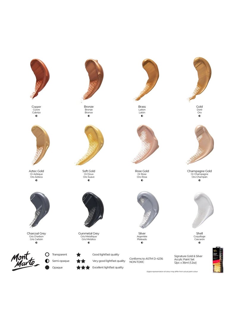 مونت مارتي - طقم ألوان سلسلة الذهب من مونت مارت 12 قطعة × 36 مل - Image 2