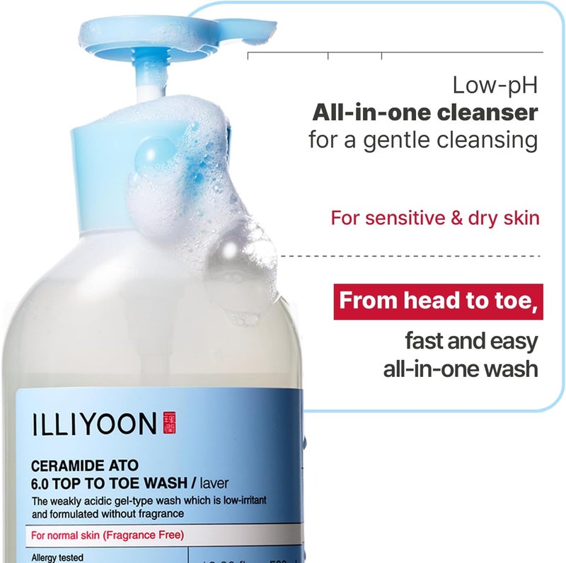 Illiyoon Ceramide Ato 6.0 Top to Toe Wash 500ml / 16.9oz - Image 3
