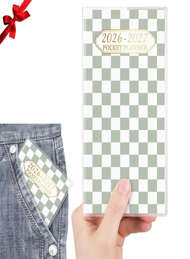 ReliThick 2026-2027 Pocket Calendar for Purse Small Monthly Planner for Women Sage Green Handy Weekly Pocket Planner Journal Notebook Christmas New Year Gift Sister Friends Women - Image 1