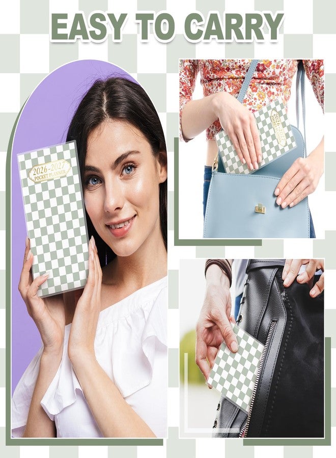 ReliThick 2026-2027 Pocket Calendar for Purse Small Monthly Planner for Women Sage Green Handy Weekly Pocket Planner Journal Notebook Christmas New Year Gift Sister Friends Women - Image 3