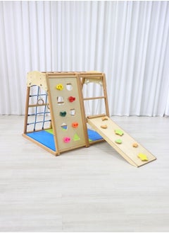JSAITOYS Kids Indoor Climbing Play Equipment Montessori Baby Climber Rock Dome Frame With Swing For Toddler  - Image 1