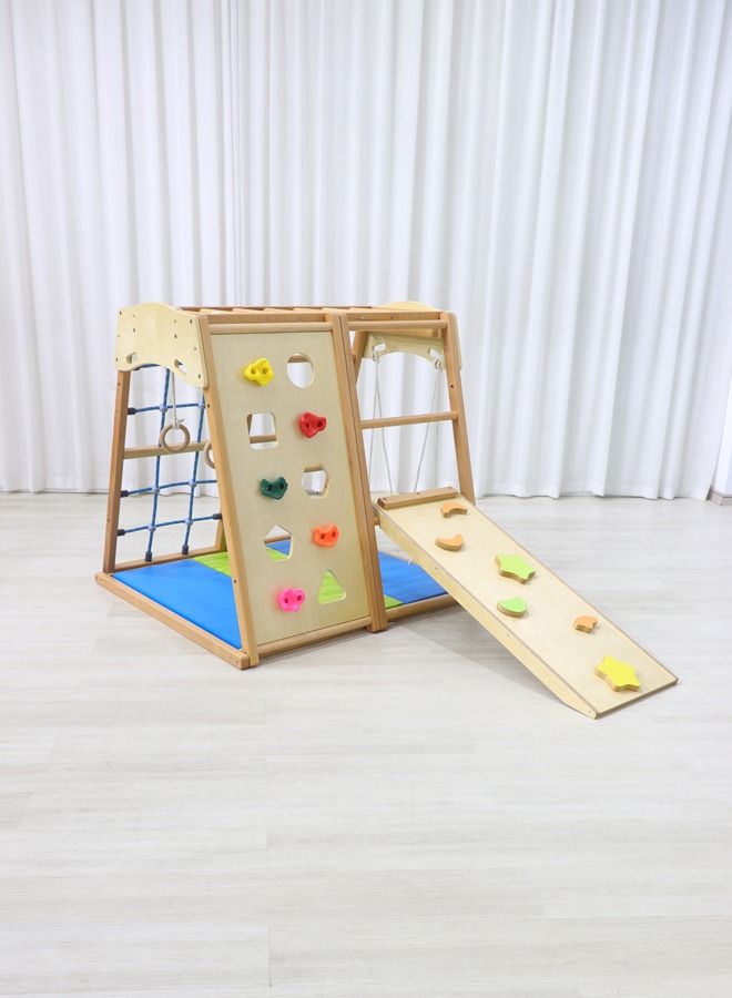 JSAITOYS Kids Indoor Climbing Play Equipment Montessori Baby Climber Rock Dome Frame With Swing For Toddler - Image 1
